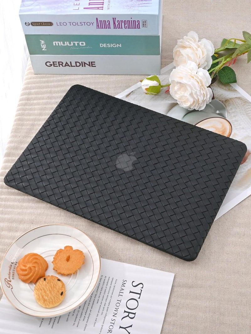 Seorsok Compatible with MacBook Air 13.6 inch Case 2022-2024 2025 A3240 M4 A2681 M2 A3113 M3 Touch ID,Elegant Leather Plastic Hard Case Transparent Keyboard Cover,Black Tartan PVC Leather - Image 4