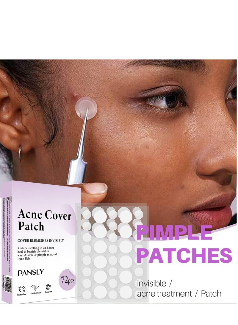 بانسلي بقع للوجه ، مستحضرات التجميل البثور التصحيح الأصلي - علاج بقع البثور ، بقع البثور غير المرئية لتغطية البقع والعيوب ، ملصق الجلد غير المرئي (72 قطعة) - Image 2
