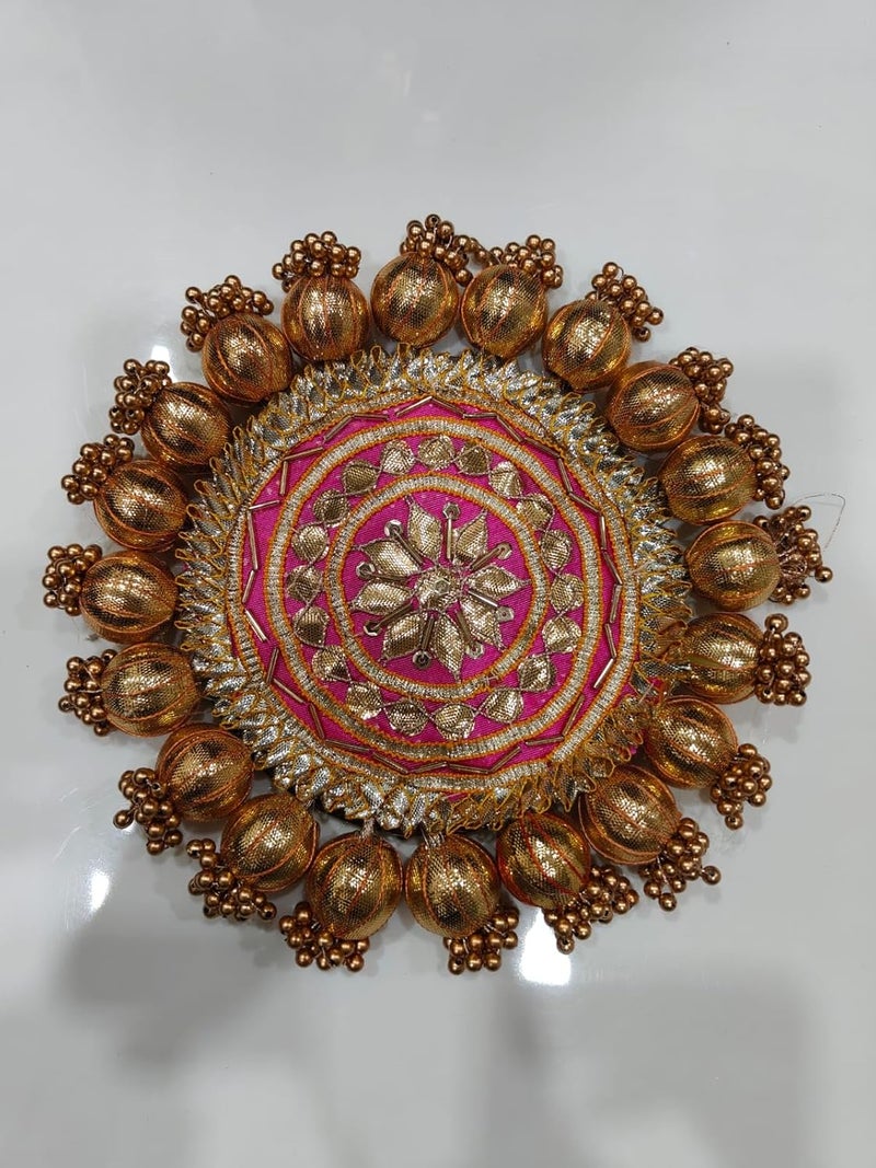 SELLPLUS Handmade Decorative Pooja Thali, Puja Plate, Decoratve Pooja Plates for Festivals (Pink) - Image 4