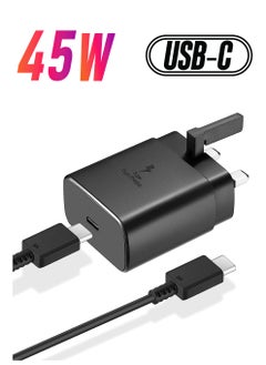 Generic compatible Samsung 45w Fast Charger Type C Samsung Super Fast Charger 45W with 5FT USB-C Cable, Android Charger for Samsung Galaxy S23 Ultra/S23/S23+/S22/S22 Ultra/S22+/Note 10/20/S20/S21/Tab S7/S8 (B  - Image 1