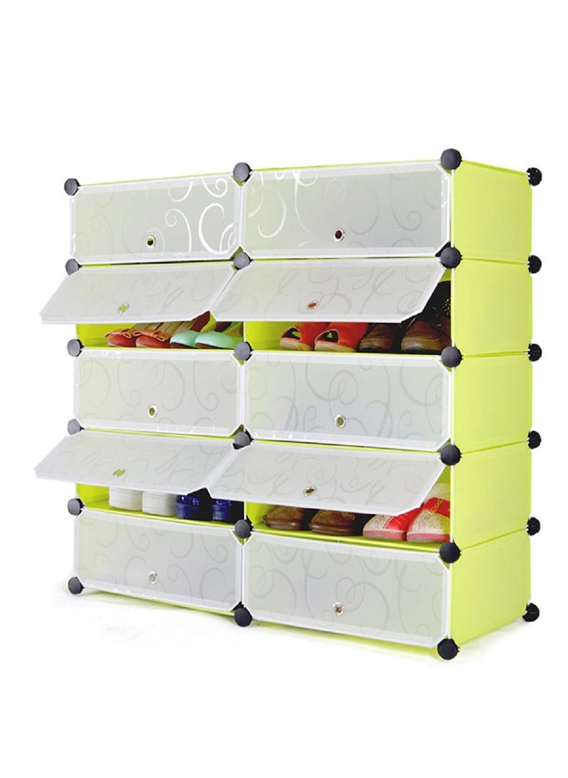 Styleys Styleys Plastic Shoes Rack with Cover (10 Cube, Green)  - Image 1