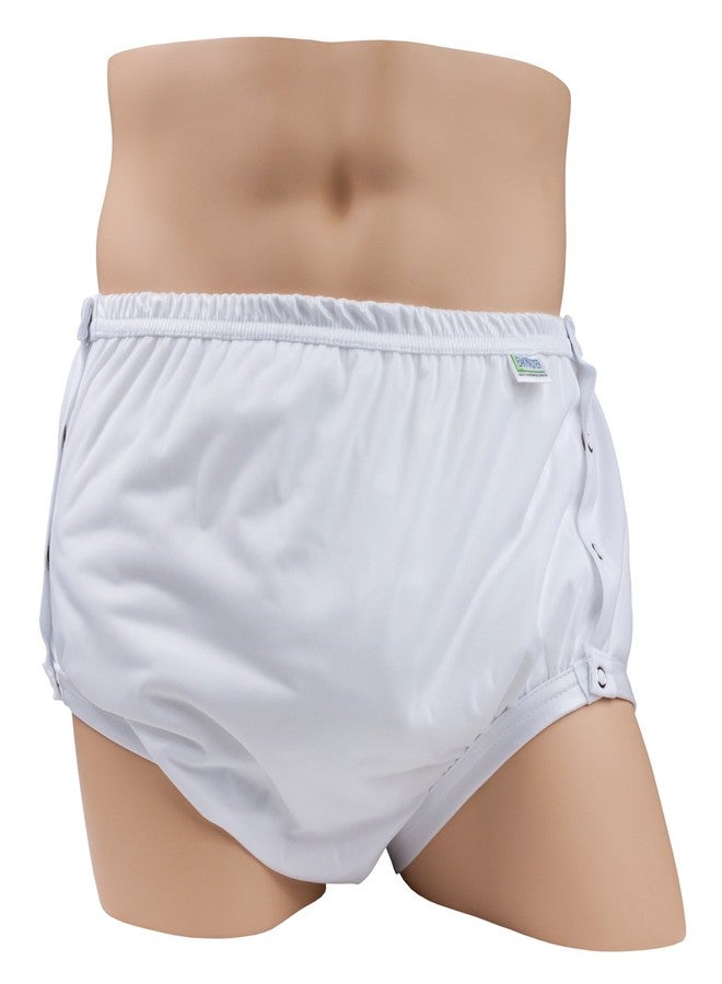 LeakMaster Adult Snap-On PUL Waterproof Pants - Soft, Quiet, Breathable, Durable Adult Plastic Pants. Generous Cut/Fit for Use with Cloth Diapers - White, Medium Best Fits 32-36 Inch Waists - Image 1