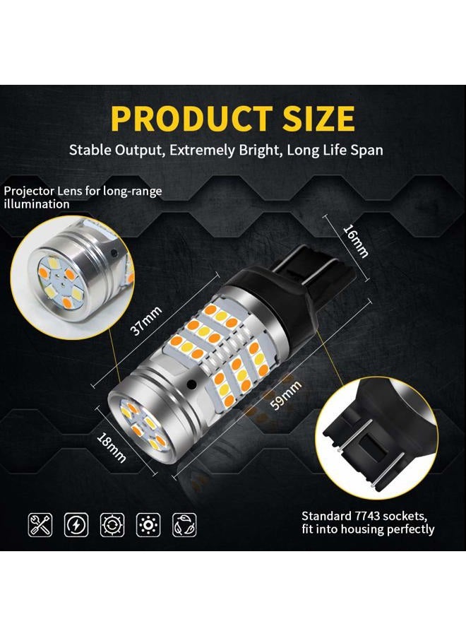 OPL5 2PCs 7443 Cabus Ready Error Free Switchback Amber LED Turn Signal Lights Bulbs White Side Lamp No Hyper Flash Built-in Load Resistor 7443 T20 7441 7505 W21W Led Bulbs (7443 White Amber) - Image 5