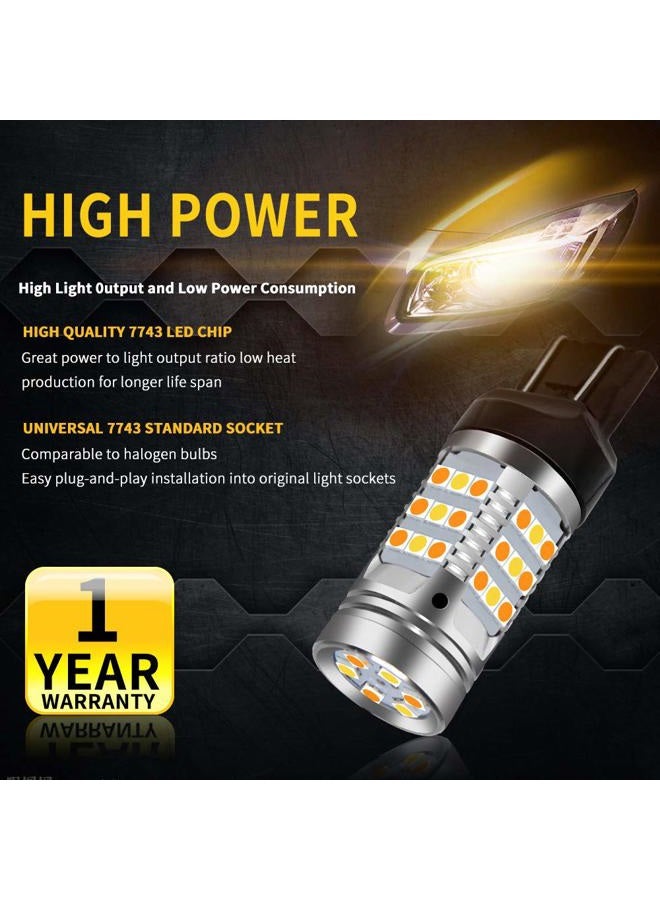 OPL5 2PCs 7443 Cabus Ready Error Free Switchback Amber LED Turn Signal Lights Bulbs White Side Lamp No Hyper Flash Built-in Load Resistor 7443 T20 7441 7505 W21W Led Bulbs (7443 White Amber) - Image 2