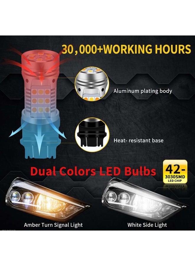 OPL5 2PCs 7443 Cabus Ready Error Free Switchback Amber LED Turn Signal Lights Bulbs White Side Lamp No Hyper Flash Built-in Load Resistor 7443 T20 7441 7505 W21W Led Bulbs (7443 White Amber) - Image 4