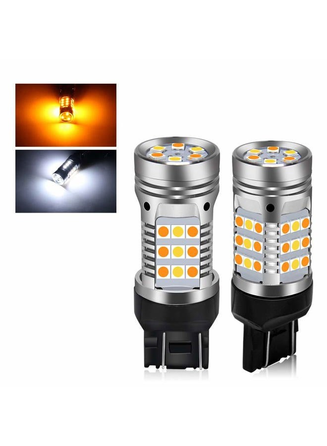 OPL5 2PCs 7443 Cabus Ready Error Free Switchback Amber LED Turn Signal Lights Bulbs White Side Lamp No Hyper Flash Built-in Load Resistor 7443 T20 7441 7505 W21W Led Bulbs (7443 White Amber) - Image 1