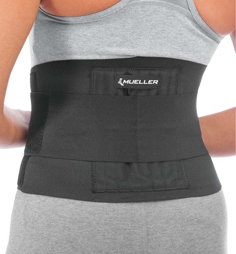 MUELLER Sports Medicine Adjustable Back Brace, Ideal for Upper and Lower Back Pain, Relief & Support for Men and Women, Strains, Sciatica, Scoliosis, Black, Small - Image 1