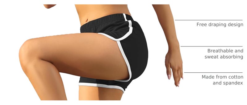 URATOT Women's Cotton Shorts Gym Shorts Yoga Shorts Summer Running Active Shorts Dance, Pack of 2 Black, Army Green - Image 4