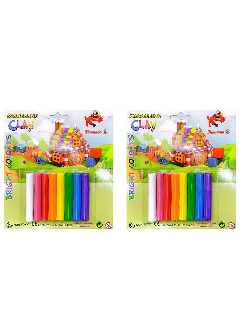Flamingo 8-Pieces Modeling Clay Bright Color Pack Of 2 - Image 1