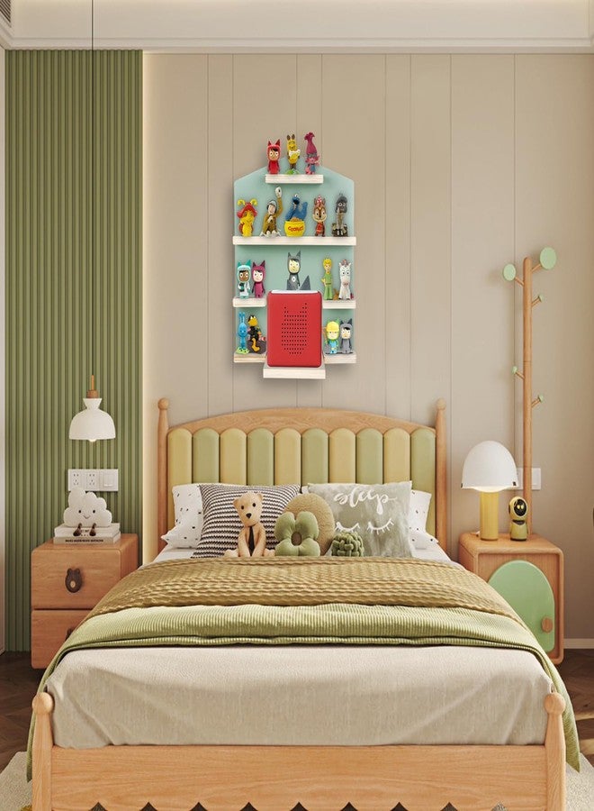 QILUCKY Large House Tonie Shelf for Toniebox Storage,Box Magnetic Wall Shelf for Children to Play and Collect for 15-20 Figures,Toniebox Storage for All Your Tonie Accessories (Green) - Image 3
