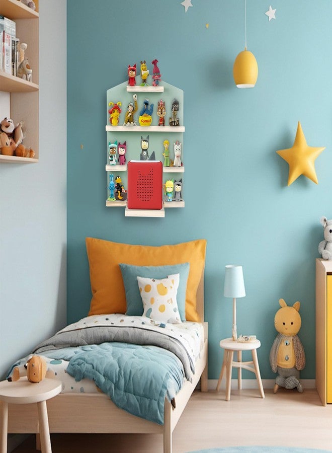 QILUCKY Large House Tonie Shelf for Toniebox Storage,Box Magnetic Wall Shelf for Children to Play and Collect for 15-20 Figures,Toniebox Storage for All Your Tonie Accessories (Green) - Image 4