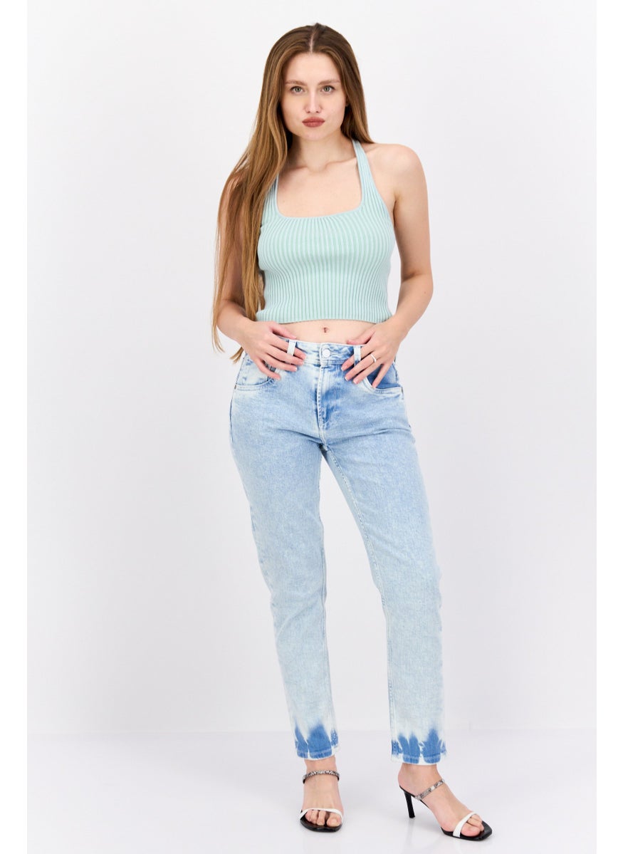 Pepe Jeans Women Carrot Fit Washed Stretchable Mom Jeans, Blue  - Image 2