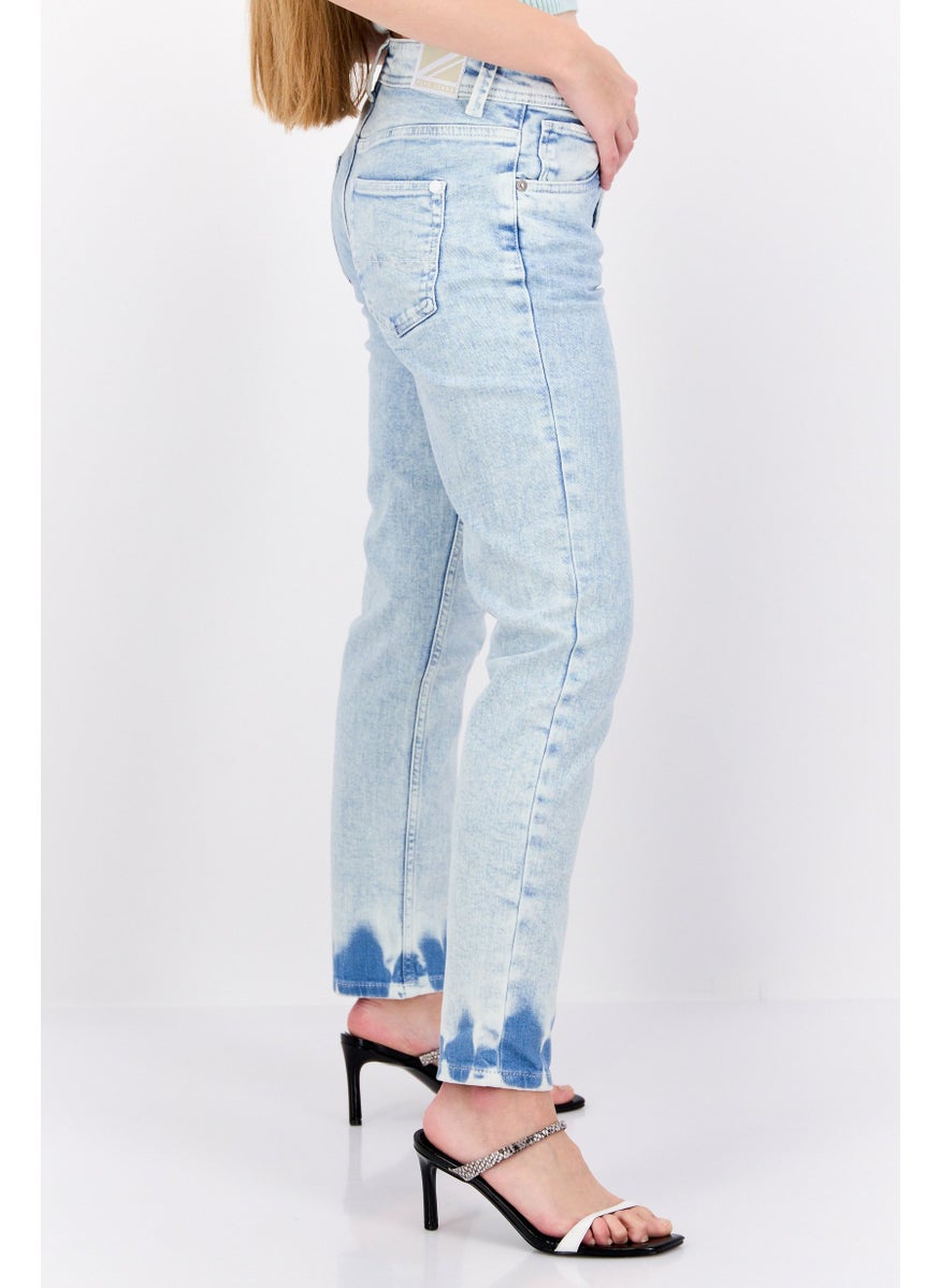 Pepe Jeans Women Carrot Fit Washed Stretchable Mom Jeans, Blue  - Image 4