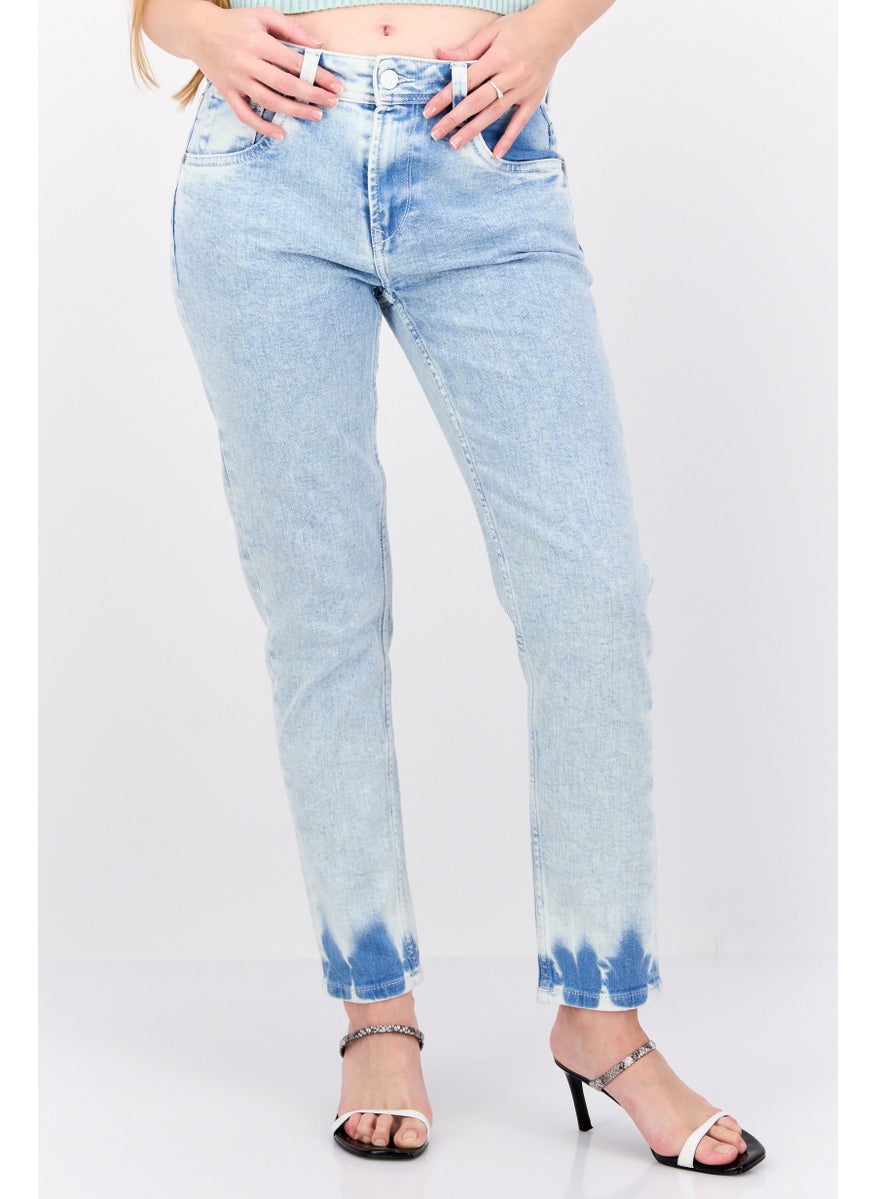 Pepe Jeans Women Carrot Fit Washed Stretchable Mom Jeans, Blue  - Image 1