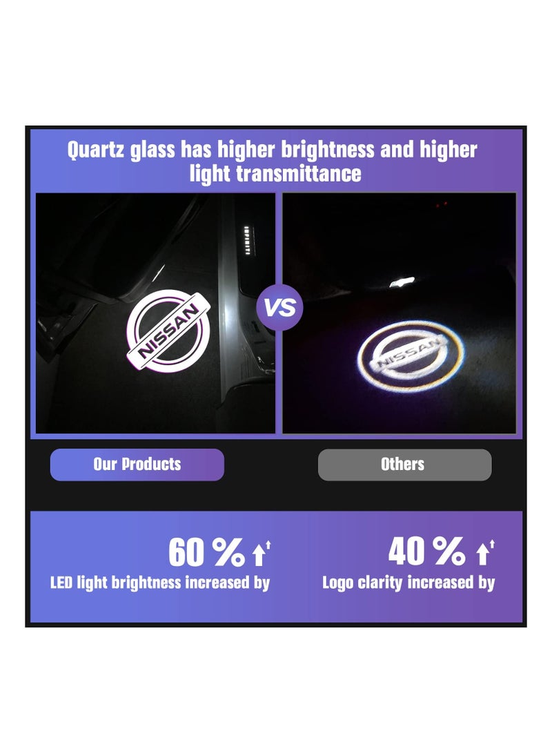 2PCS No Fade LED Car Lights LED Welcome Lights Car Door Logo Projection Lights Eye-Catching Car Door Logo Displays Car Door Light Logo Compatible with Altima Maxima Armada Titan Quest Pathfinder TERRA - Image 2