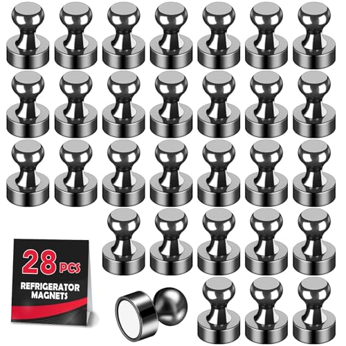 LOVIMAG Fridge Magnets 28Pcs Refrigerator Whiteboard Small Strong Magnet Classroom Kitchen Accessories Decorative Locker Set Decor Must Haves Office Calendar Refrigerador Magnetic Cute Crafts Black - Image 1