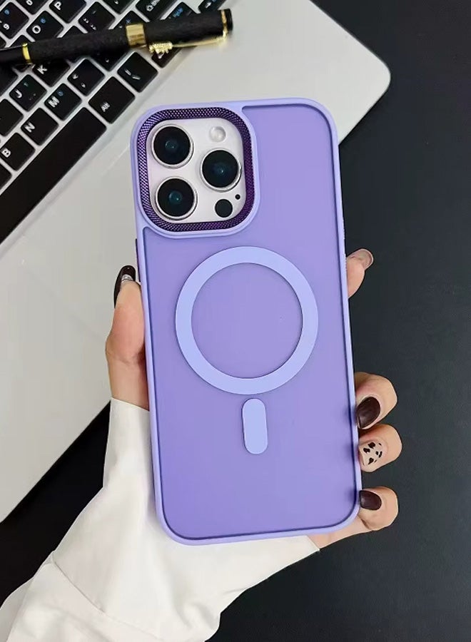 Premium Shockproof MagSafe Case for iPhone 16 Pro Max with Metal Camera Frame – Stylish Matte Magnetic Mobile Cover for Men, Women & Youth – Anti-Fingerprint, Camera Protection, Drop Resistant (Purple)  - Image 1