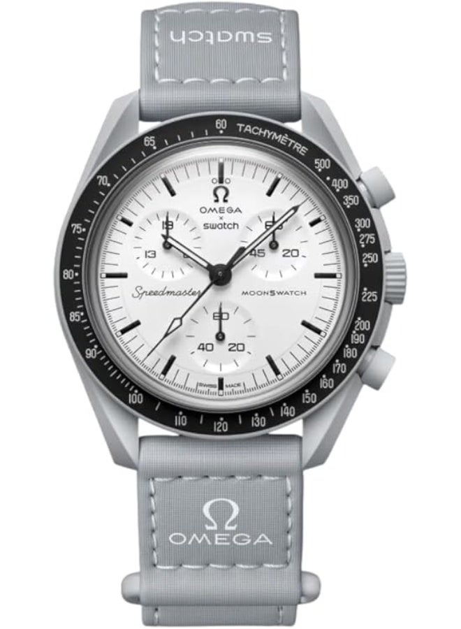 سواتش ساعة OMEGA x Swatch SO33M106 MoonSwatch Speedmaster - كوارتز تناظرية من مادة "بيوسيراميك" (Bioceramic) - لون أبيض - Image 1
