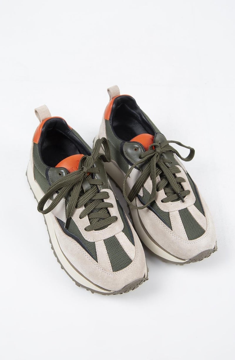 Krahe Moreno Men's Leather Lace-Up Beige-Khaki Sneakers  - Image 3