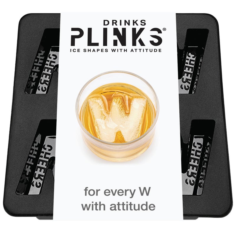 DrinksPlinks Letter W Ice Cube Mold - Custom Silicone Whiskey Ice Cubes Mold â€“ Personalized Monogram W Large Tray for Cocktails & Initials Drinks - Big Bourbon Ice Cube Molds - Fun Customized Gifts - Image 1