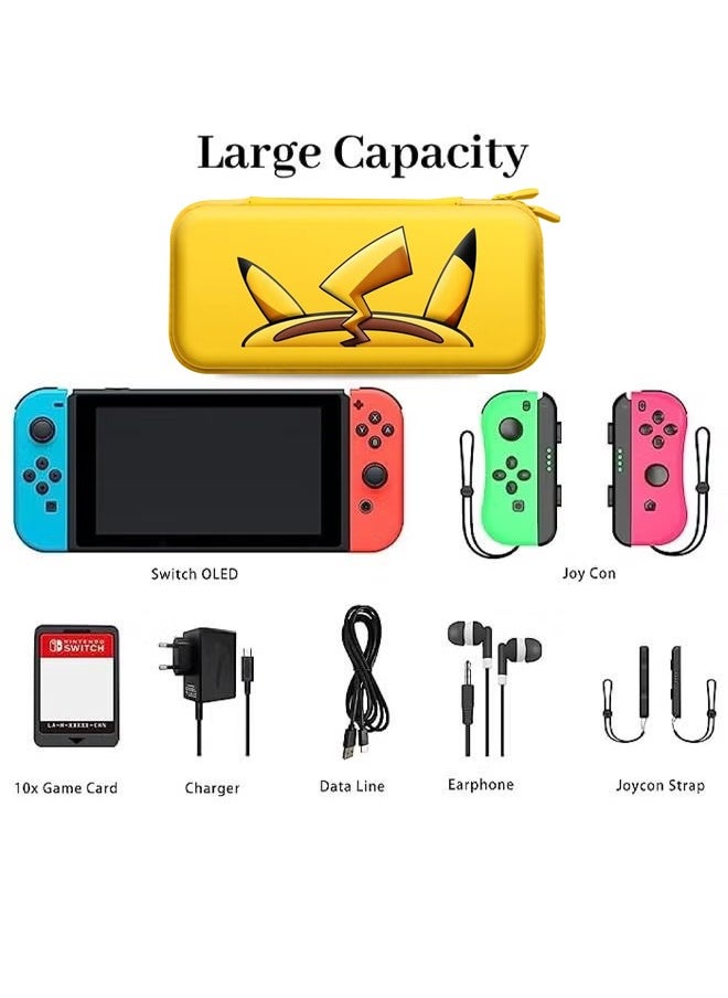 Generic - Pokémon Themed Pattern Pikachu Zippered Storage Bag for Nintendo Switch/Switch OLED,Protective Portable Carry Case with 10 Game Card Slots, Portable Travel Carry Cover for Switch/Switch OLED - Image 1