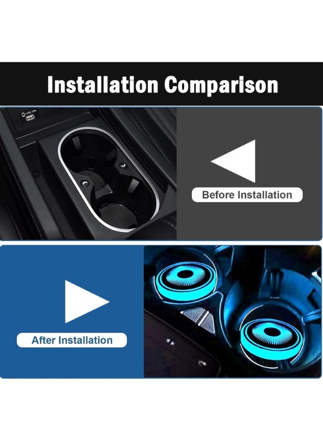 OSHIMA 2PCS LED Cup Holder Lights, Color Changing Car Coasters with USB Rechargeable Battery, Luminescent Cool Car Accessories, Cars Interior Accessories for Teens, Lights Interior for Men & Women - Image 3