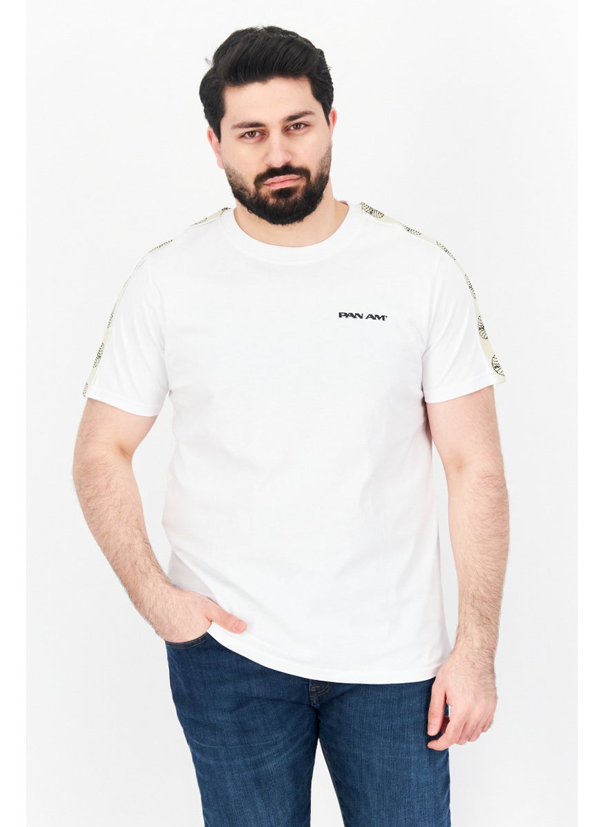 Pan Am - Men Crew Neck Short Sleeves Brand Logo T-Shirt, White - Image 1