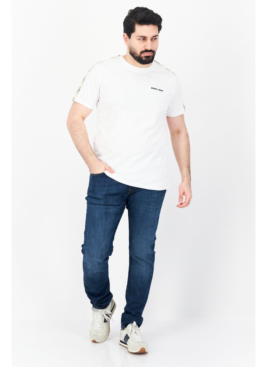Pan Am - Men Crew Neck Short Sleeves Brand Logo T-Shirt, White - Image 1