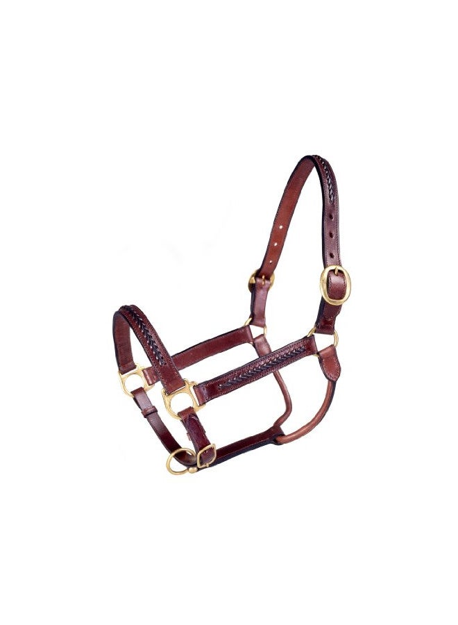 Tough 1 Tough 1 Royal King Braided Leather Halter, Brown , Horse  - Image 1