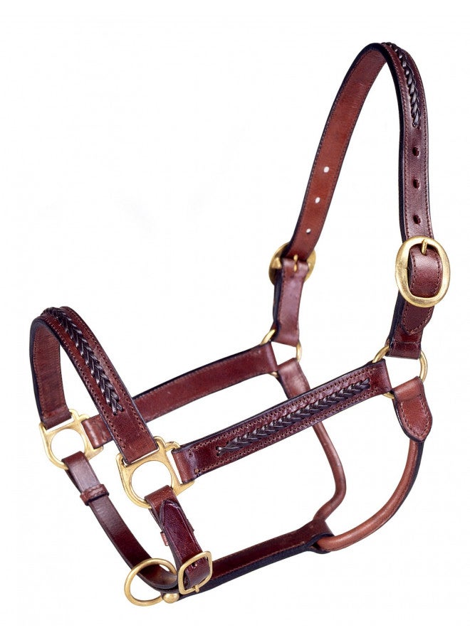 Tough 1 Tough 1 Royal King Braided Leather Halter, Brown , Horse  - Image 2