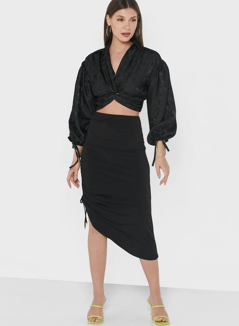 RIVER ISLAND Ruched High Waist Skirt