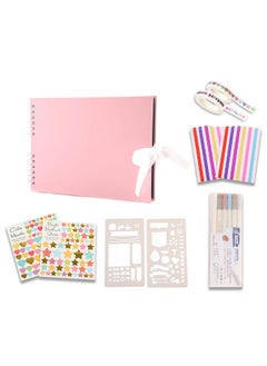O Ozone 80 Pages Scrapbook Photo Album DIY Handmade Album Scrapbook Set with Metallic Markers, Craft Paper Stickers Artboards - Pink  - Image 1