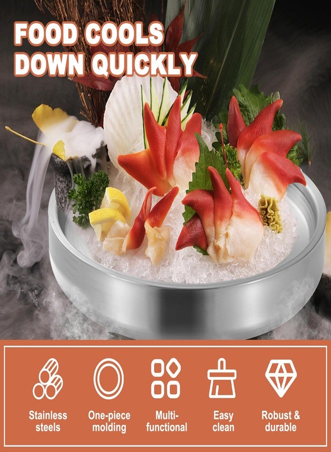 Yitexin 11" 304 Stainless Steel Cold Chilled Serving Tray with Ice Chamber, Silver Shrimp Cocktail Serving Dish, Appetizer Cooling Chilled Party Platter with Ice Underneath for Party Buffets (28cm) - Image 3