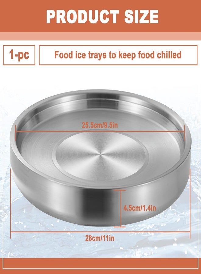 Yitexin 11" 304 Stainless Steel Cold Chilled Serving Tray with Ice Chamber, Silver Shrimp Cocktail Serving Dish, Appetizer Cooling Chilled Party Platter with Ice Underneath for Party Buffets (28cm) - Image 2