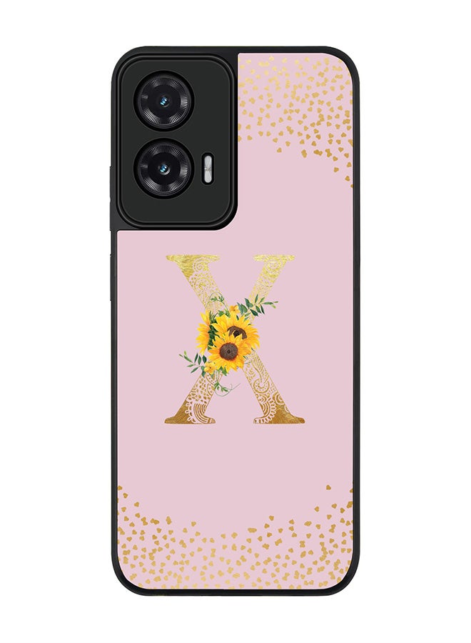 Stylizedd For Motorola Moto G35 Case,Slim fit Camera Protection, Shockproof Thin Phone cover  - Custom Floral Monogram - X  (Pink )