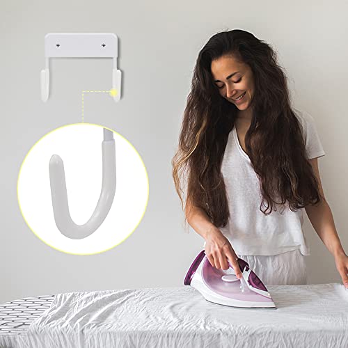 EXCLEN Ironing Board Hanger Wall Mount Ironing Board Holder Organizer Wall Rack for Laundry Rooms Storage Rack Hanging Shelf Hanger (White) - Image 3