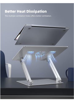 Generic Laptop Stand, Foldable Height Adjustable Ergonomic Design for Laptop Desk, Compatible with MacBook Air Pro, Dell XPS, HP (10-17 inch) - Silver  - Image 3