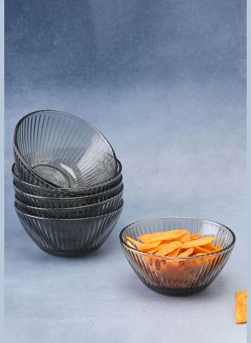 Bonhomie Black Textured Stained Glass Bowl Set | Pack Of 6