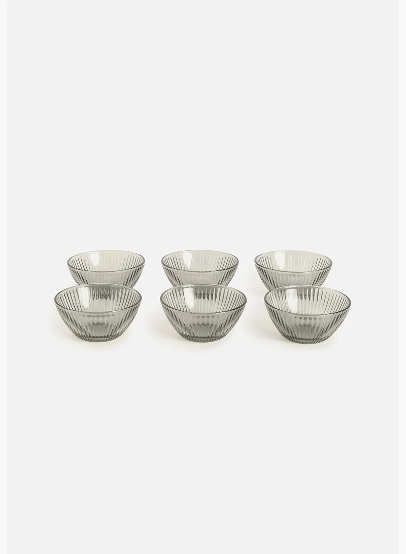 Bonhomie Black Textured Stained Glass Bowl Set | Pack Of 6