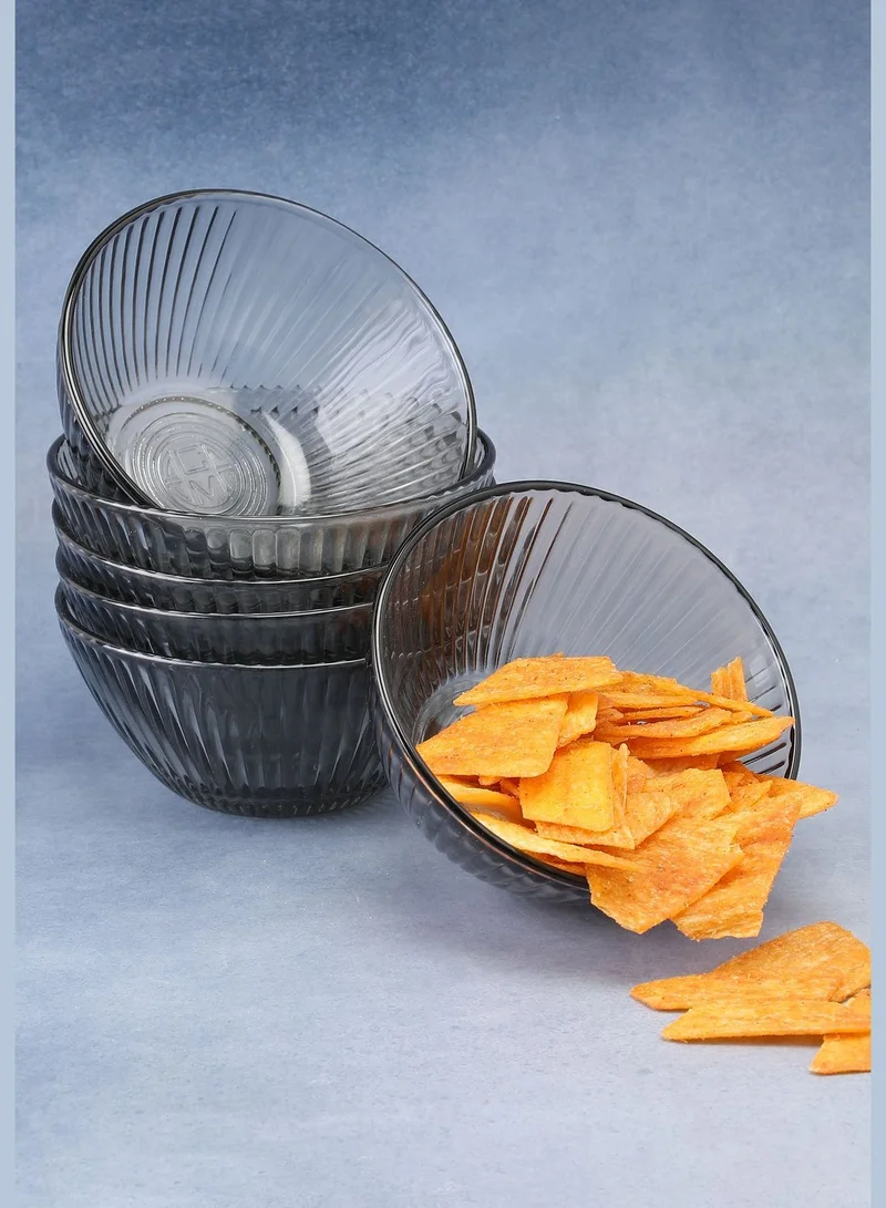 Bonhomie Black Textured Stained Glass Bowl Set | Pack Of 6