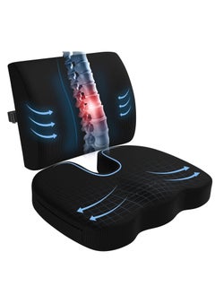 XiuWoo Seat Cushion and Lumbar Support Pillow For Car Office Computer Chair  - Image 1