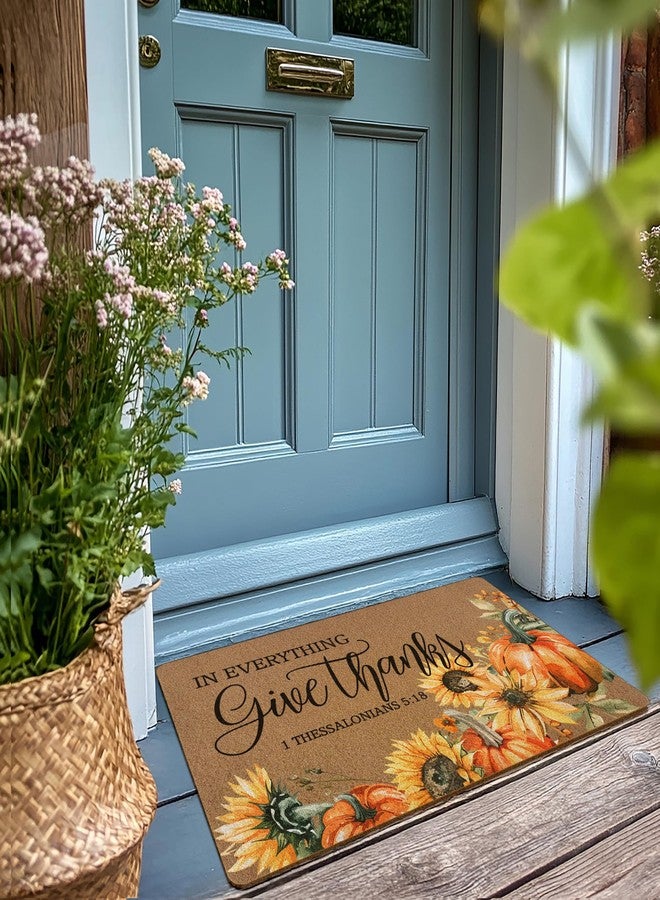 XLDLIOO Christian Door Mat, Fall Welcome Mat, Fall Pumpkin Welcome Front Door Mat Indoor Outdoor Entrance, Bible Verse Artificial Coir Doormats Rugs for Porch Patio Entryway Home Decor 30x17in - Image 2
