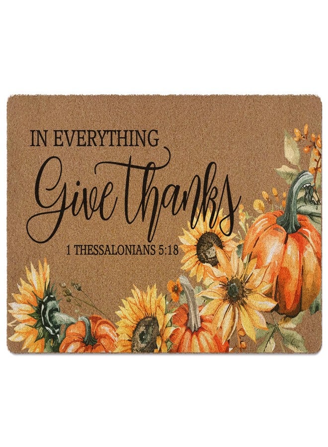 XLDLIOO Christian Door Mat, Fall Welcome Mat, Fall Pumpkin Welcome Front Door Mat Indoor Outdoor Entrance, Bible Verse Artificial Coir Doormats Rugs for Porch Patio Entryway Home Decor 30x17in - Image 1