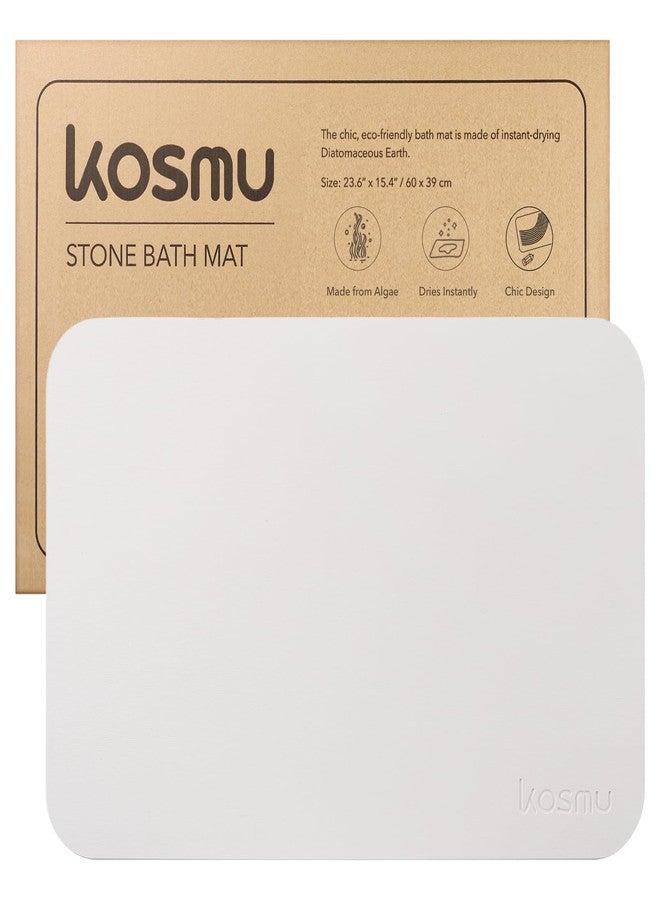 KOSMU Diatomaceous Earth Mat | Non-Slip Super Absorbent Quick Drying Bathroom Shower Floor Mat (Minimalist/Bone) - Image 1