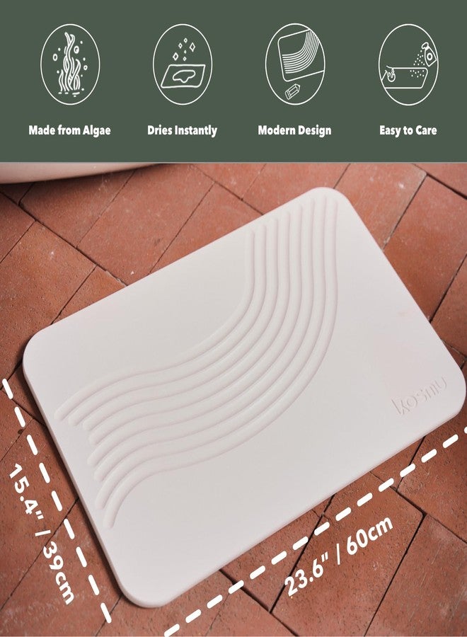 KOSMU Diatomaceous Earth Mat | Non-Slip Super Absorbent Quick Drying Bathroom Shower Floor Mat (Minimalist/Bone) - Image 2