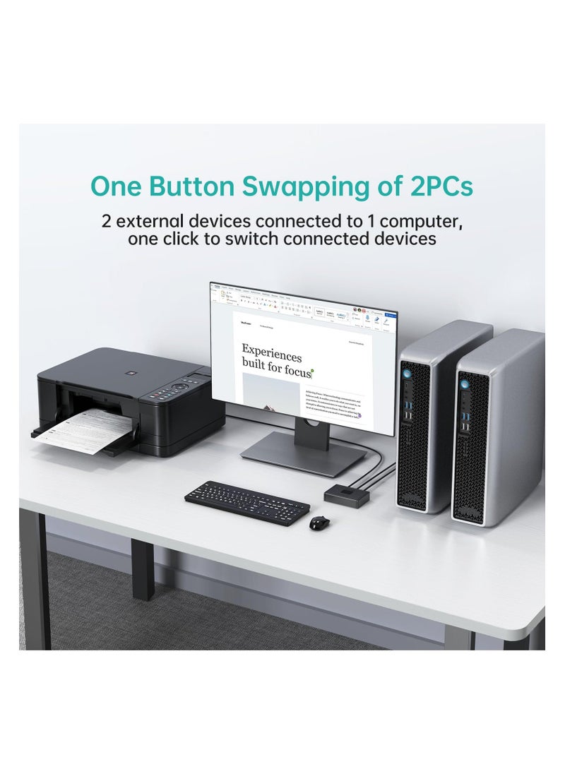 Generic - USB Switch 3.0, 1 in 2 Out/2 in 1 Out Bi-Directional USB Selector Switcher 5Gbps, Bi-Directional USB Switch Selector, 2 Computers Share 1 USB, USB Sharing, for PCs Mouse Keyboard Printer Scanner - Image 1
