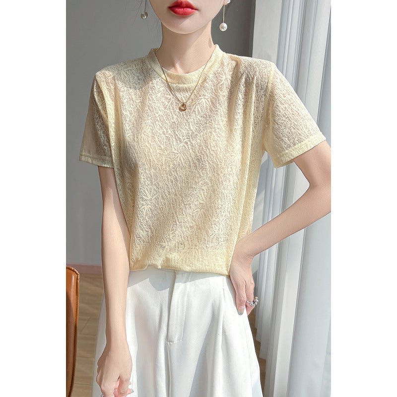 2025 Summer Fashion Trend Jacquard Lyocell Tencel Short Sleeves - Image 2
