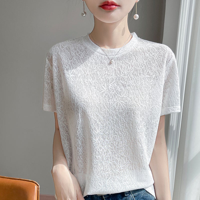 2025 Summer Fashion Trend Jacquard Lyocell Tencel Short Sleeves - Image 1