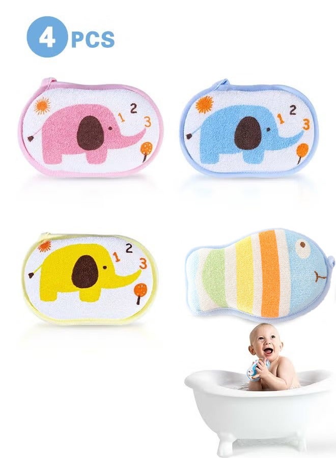 Unewshi Set of 4 Baby Bath Sponge Soft Foam Scrubber Natural Sponge for Bathing, Shower Scrubber Body Sponge for Kids/Babies/Men/Women, - Image 1
