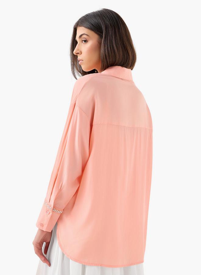 Splash FAV Shirt with Pearl Embellishment and Long Sleeves - Image 3